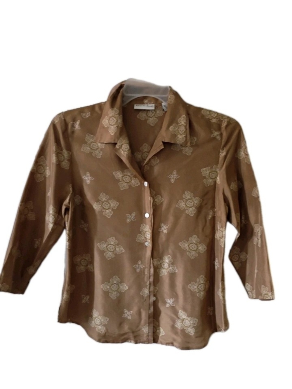 Amanda Smith Brown Floral Button-Front Blouse